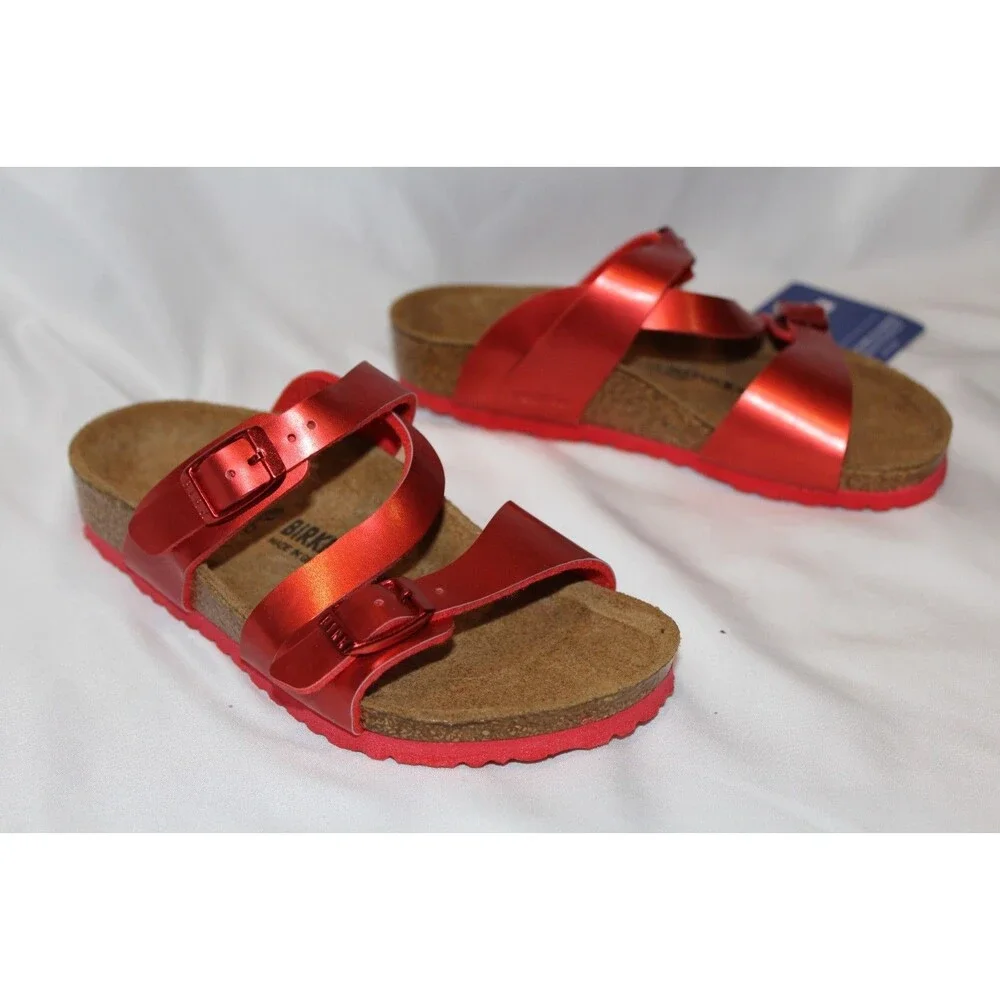 Birkenstock Leather Salina Kids Regular Metallic‎ Red EU 29 NIB US 11-11.5